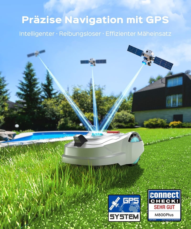 YARDCARE M800Plus robotfűnyíró GPS + 3D kamerával, 800 m², kábel nélkül