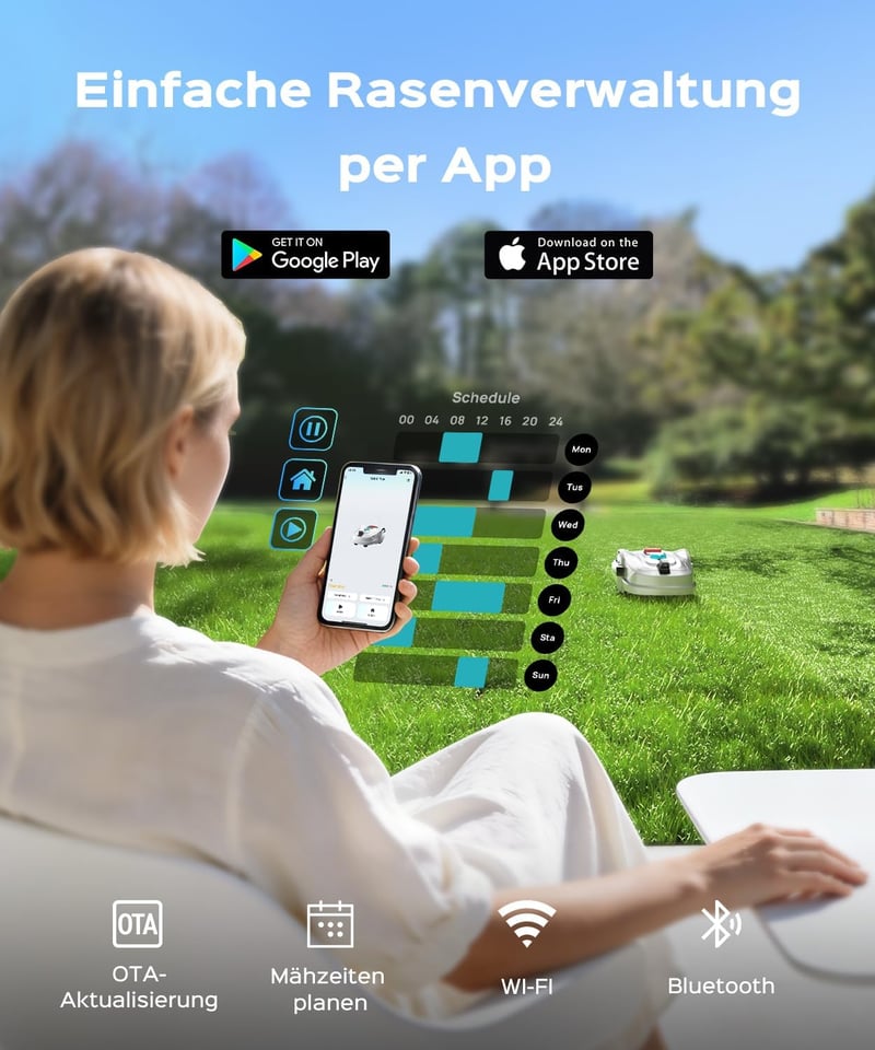 YARDCARE M800Plus robotfűnyíró GPS + 3D kamerával, 800 m², kábel nélkül