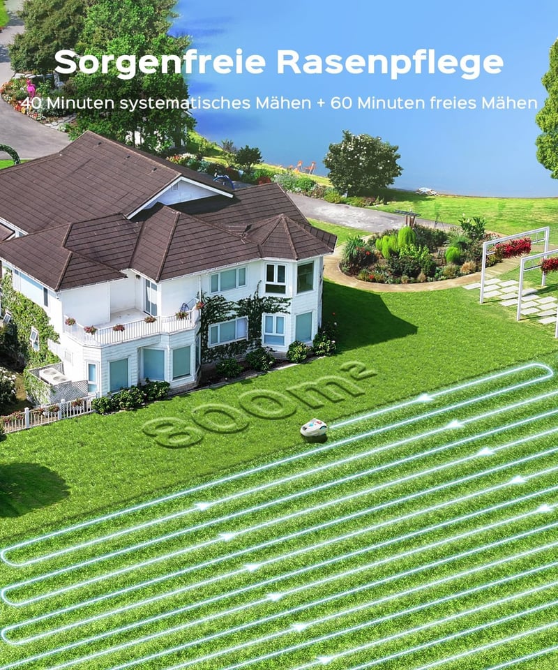 YARDCARE M800Plus robotfűnyíró GPS + 3D kamerával, 800 m², kábel nélkül