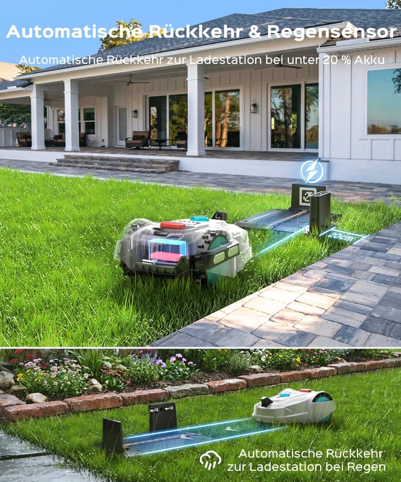 YARDCARE M800Plus robotfűnyíró GPS + 3D kamerával, 800 m², kábel nélkül