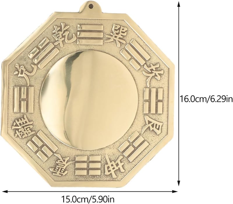 Yardwe Bagua Tükör Domború Feng Shui Amulett 16cm Arany Falitükör