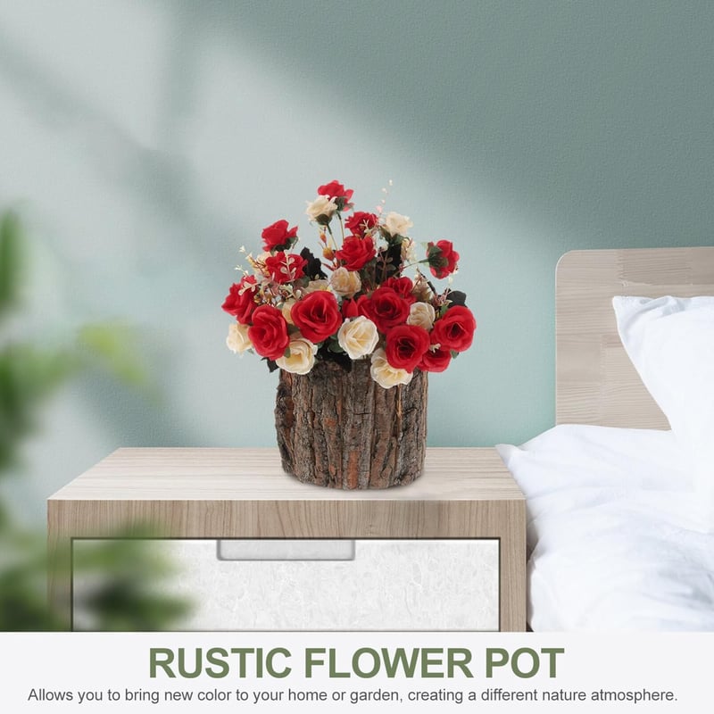 Yardwe Kéreg Virágcserép 17cm Rusztikus Fa Succulent Ültető