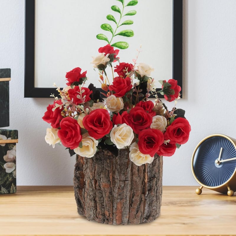 Yardwe Kéreg Virágcserép 17cm Rusztikus Fa Succulent Ültető