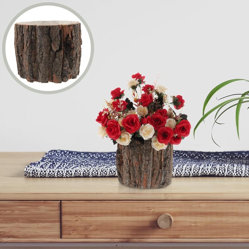 Yardwe Kéreg Virágcserép 17cm Rusztikus Fa Succulent Ültető