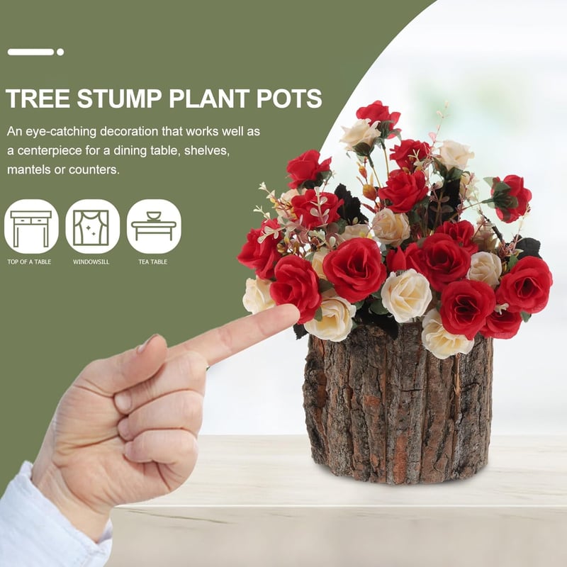 Yardwe Kéreg Virágcserép 17cm Rusztikus Fa Succulent Ültető