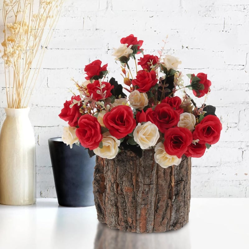 Yardwe Kéreg Virágcserép 17cm Rusztikus Fa Succulent Ültető
