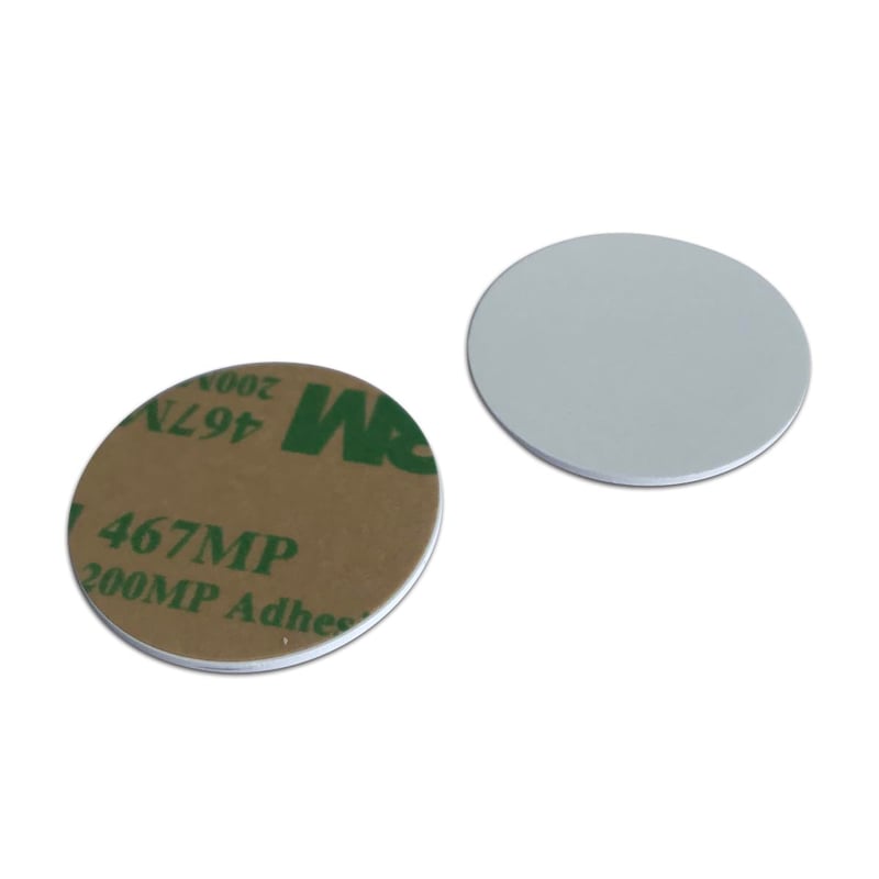 YARONGTECH RFID Tag 1K PVC Okrugla 25mm Samoljepljiva Srebrna Identifikacijska Oznaka 0.9mm Debela Paket od 10 Komada
