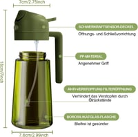 YARRAMATE 470ml Olajszóró Üveg Zöld, Konyhai Olajpermetezővel BBQ-hoz 6