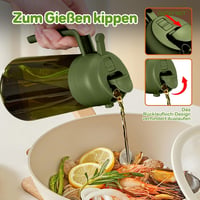 YARRAMATE 470ml Olajszóró Üveg Zöld, Konyhai Olajpermetezővel BBQ-hoz 7