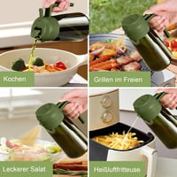YARRAMATE 470ml Olajszóró Üveg Zöld, Konyhai Olajpermetezővel BBQ-hoz 5