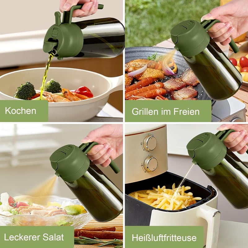 YARRAMATE 470ml Olajszóró Üveg Zöld, Konyhai Olajpermetezővel BBQ-hoz