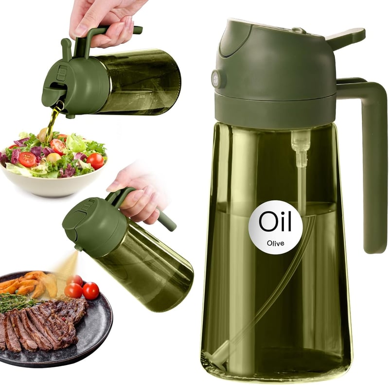 YARRAMATE 470ml Olajszóró Üveg Zöld, Konyhai Olajpermetezővel BBQ-hoz
