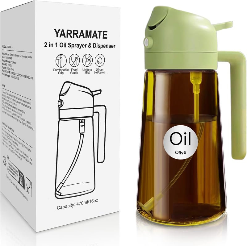 YARRAMATE 470ml Sötét Olajpermetezõ UV Védelemmel, Konyhai Olajszóró Üveg Grillezéshez