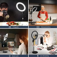 Yarrashop 10,5-palcové LED kruhové svetlo so statívom a držiakom na telefón, 3 farby svetla, stolná lampa na videokonferencie, vlogy, YouTube a TikTok 2