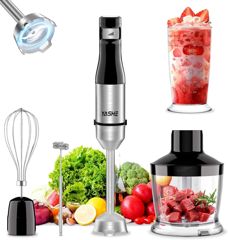 YASHE 1000W Merülőmixer 5 az 1-ben Rozsdamentes Acél Sebességszabályzóval