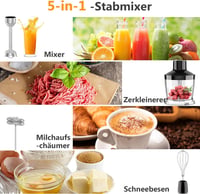 YASHE 1000W Merülőmixer 5 az 1-ben Rozsdamentes Acél Sebességszabályzóval 3