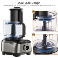 Robot de bucătărie multifuncțional 11 în 1 YASHE – Blender, mixer, tocător, storcător de fructe, frământător, bol de 2,5 L și vas de amestecare de 1,5 L, 1300 W, 3 viteze, funcție Pulse 3