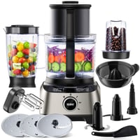 Robot de bucătărie multifuncțional 11 în 1 YASHE – Blender, mixer, tocător, storcător de fructe, frământător, bol de 2,5 L și vas de amestecare de 1,5 L, 1300 W, 3 viteze, funcție Pulse 1