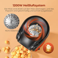YASHE 1200W Popcorn Maker Forró Levegős Popcorn Gép Piros Egygombos Kezelés 3