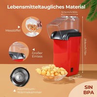 YASHE 1200W Popcorn Maker Forró Levegős Popcorn Gép Piros Egygombos Kezelés 6
