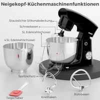 YASHE 1500W Konyhai Robotgép Rozsdamentes Tál Dagasztó Habverő 10 Fokozat 9