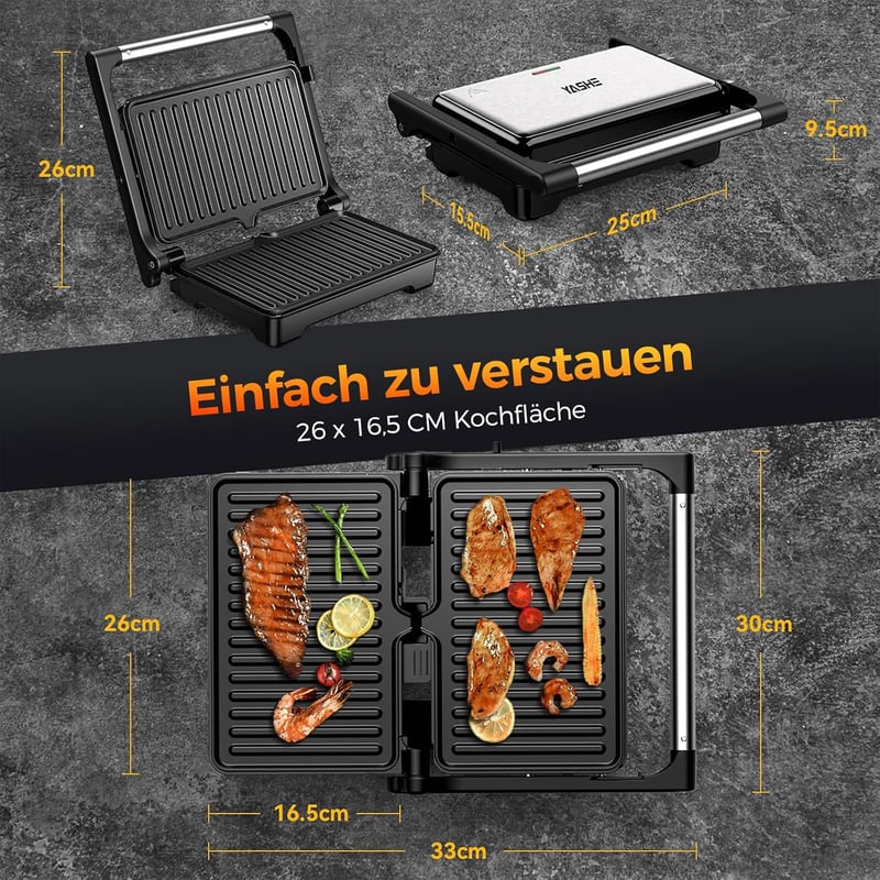 YASHE 1500W Panini Grill XXL Szendvicssütő Automata Hőmérséklet Szabályozással
