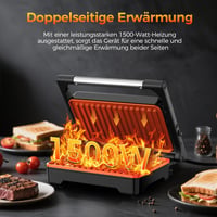 YASHE 1500W Panini Grill XXL Szendvicssütő Automata Hőmérséklet Szabályozással 3