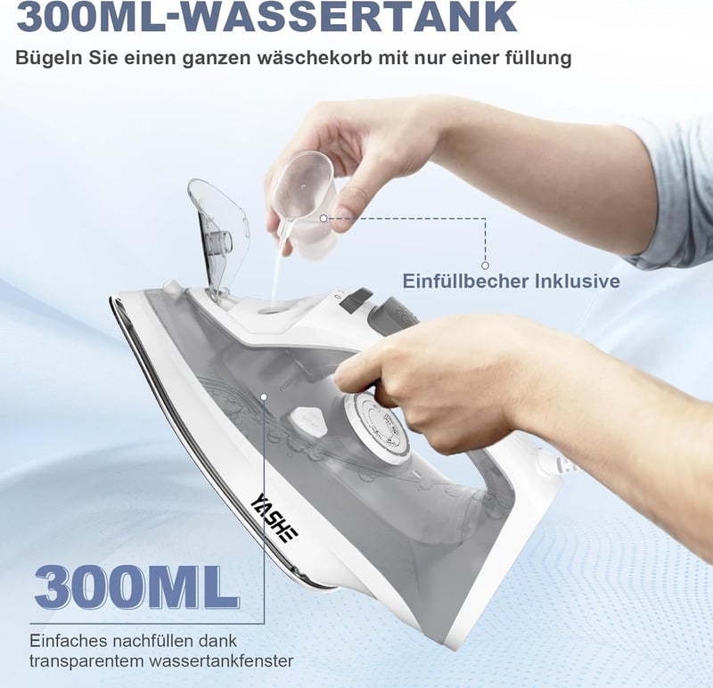 YASHE 2300W Gőzvasaló Gyorsfűtéses Tapadásmentes Talppal 300ml Tartály