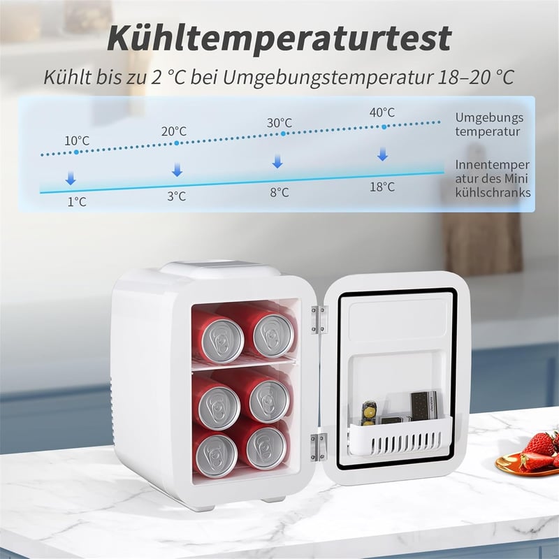YASHE 4 literes mini hűtőszekrény kozmetikumokhoz, italokhoz, 220V/12V termoelektromos hűtés-fűtés