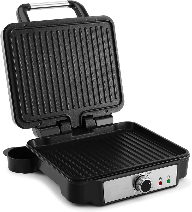 YASHE 4 szeletes kontakt grill 1800W, panini készítő, 180° nyitás, szabályozható hőmérséklet