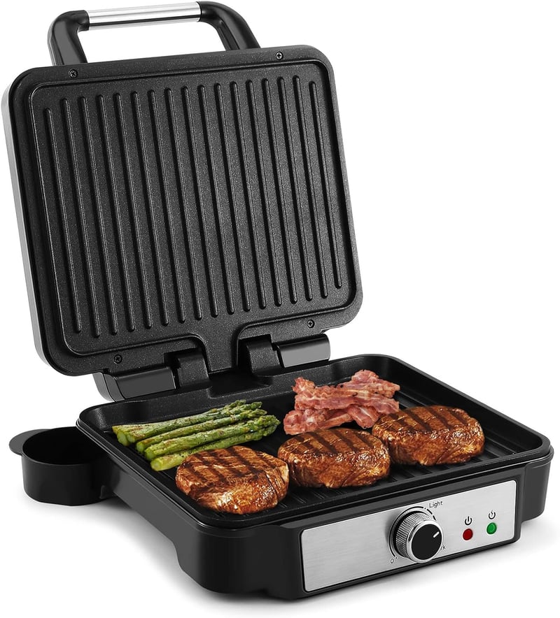 YASHE 4 szeletes kontakt grill 1800W, panini készítő, 180° nyitás, szabályozható hőmérséklet
