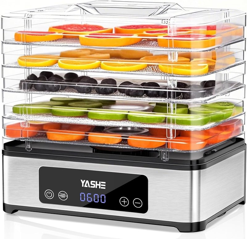 YASHE 5 szintes élelmiszer szárító 400W időzítővel húshoz gyümölcshöz zöldséghez