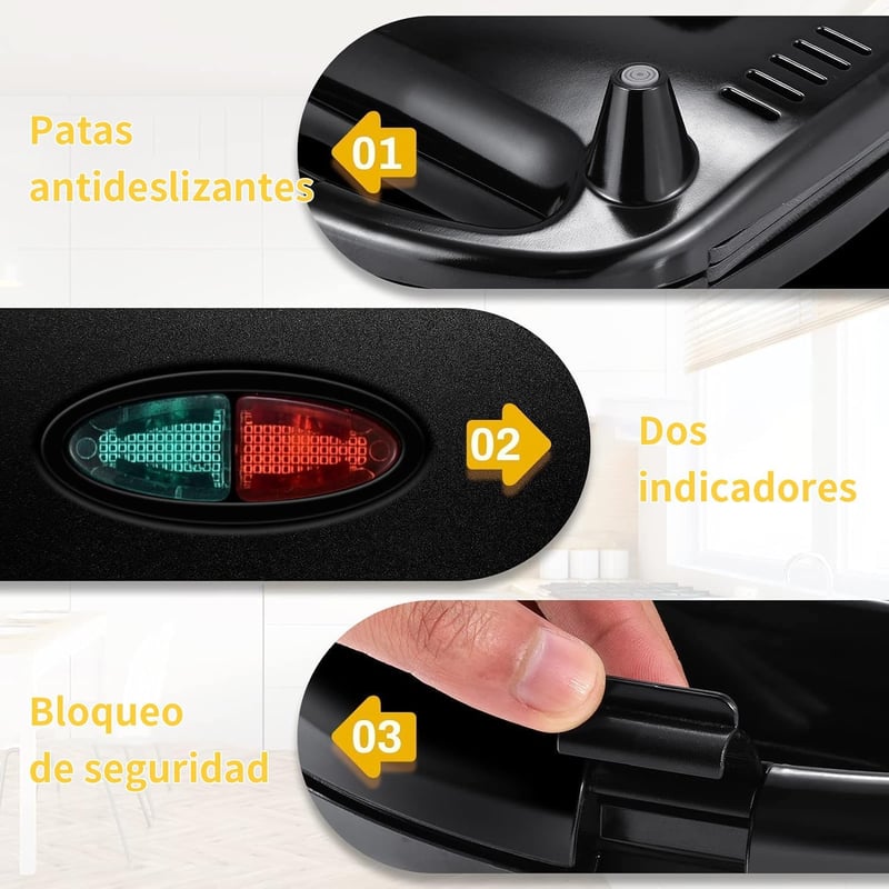 YASHE 750W szendvicssütő rozsdamentes acél, automata hőmérséklet szabályozás