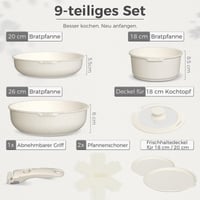 Set de oale cu inducție YASHE din 9 piese, set de gătit non-toxic, fără PTFE și PFAS 2