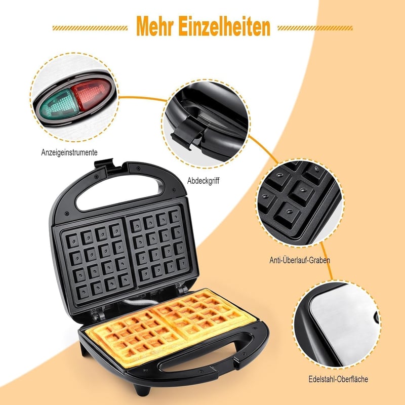 YASHE Belga Gofrisütő Dupla Adag Automata Hőmérséklet Szabályozás 750W