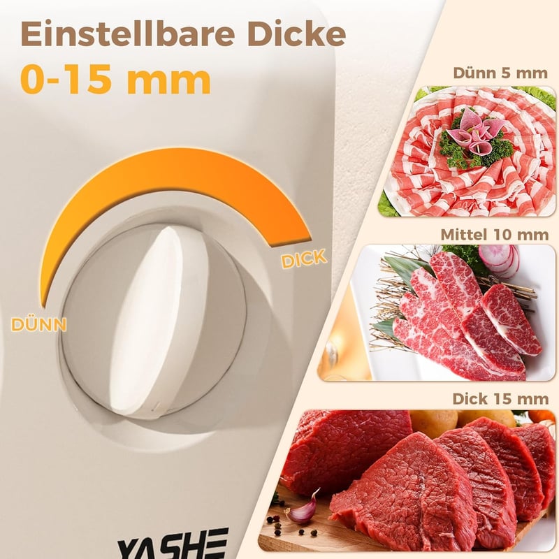 YASHE Elektromos Összecsukható Szeletelő 180W, 17cm Fűrészelt Pengével, 0-15mm Vastagság
