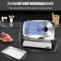 Feliator Electric YASHE, Motor DC 200W, Două lame din oțel inoxidabil de 19 cm, grosime reglabilă 0-15 mm, pentru carne, brânză, pâine și legume 6