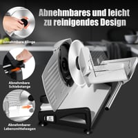 Feliator Electric YASHE, Motor DC 200W, Două lame din oțel inoxidabil de 19 cm, grosime reglabilă 0-15 mm, pentru carne, brânză, pâine și legume 5