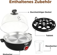 YASHE Elektromos Tojásfőző 7 Tojáshoz Kemény Puha Főzéshez Mérőpohárral 6