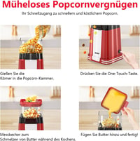 YASHE Retro Popcorn Maker 1200W Forró Levegős Olajmentes Popcorn Gép Mérőpohárral 4