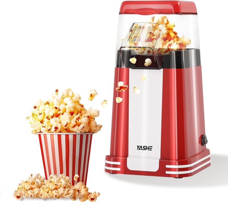 YASHE Retro Popcorn Maker 1200W Forró Levegős Olajmentes Popcorn Gép Mérőpohárral
