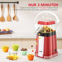 YASHE Retro Popcorn Maker 1200W Forró Levegős Olajmentes Popcorn Gép Mérőpohárral 3