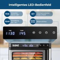 Sušička potravín YASHE z nehrdzavejúcej ocele s 9 podnosmi, 1000 W, LED displej, regulácia teploty 35-75 °C, 48-hodinový časovač, sušička ovocia a zeleniny 2