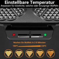 YASHE Szív alakú dupla gofrisütő, 1200W, 5 hőfok, tapadásmentes bevonat 4
