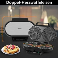 YASHE Szív alakú dupla gofrisütő, 1200W, 5 hőfok, tapadásmentes bevonat 6