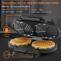 YASHE Szív alakú dupla gofrisütő, 1200W, 5 hőfok, tapadásmentes bevonat 3