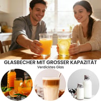 YASHIIN 2 ks poháre so širokým hrdlom (510 ml) s viečkom a sklenenou slamkou – nepriepustné, na ľadovú kávu, smoothie, ovocné šťavy a kokteily 6