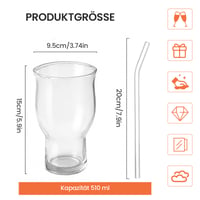 YASHIIN 2 ks poháre so širokým hrdlom (510 ml) s viečkom a sklenenou slamkou – nepriepustné, na ľadovú kávu, smoothie, ovocné šťavy a kokteily 2