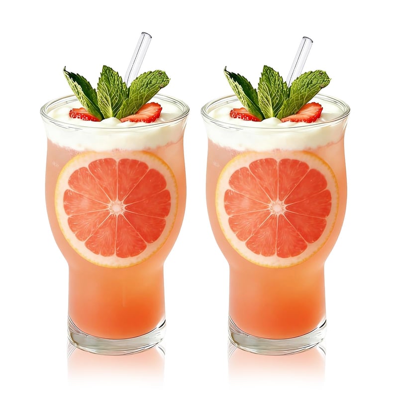 YASHIIN 2 ks poháre so širokým hrdlom (510 ml) s viečkom a sklenenou slamkou – nepriepustné, na ľadovú kávu, smoothie, ovocné šťavy a kokteily
