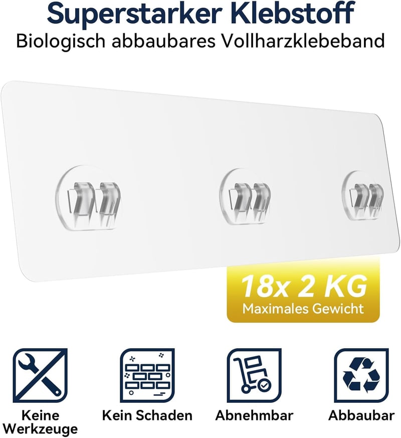 YASONIC Fürdőszobai Polc Fúrás Nélkül 4 Horgos Zuhanyzó Szervezővel